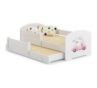 Lit enfant LUK 160x80 CHAT gigogne avec matelas Jaune G