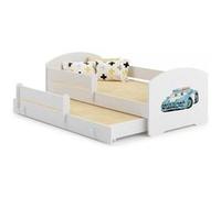 Lit enfant LUK 160x80 Police gigogne avec matelas Jaune G