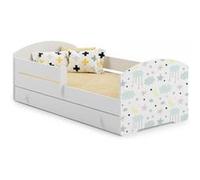 Lit enfant LUK BAR+SZU 140x70 Étoiles gigogne avec matelas Jaune G