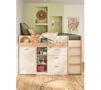 Lit enfant mi-hauteur studio 90x190cm +bureau blanc 90X190
