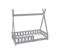 ML-Design Lit d'Enfants Tipi Gris Clair avec Protection Contre les Chutes en Bois de Pin Gris G