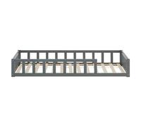 Lit D'Enfant 90x200 cm Lit Montessori avec Barriere en Bois Gris Lit au Sol Bebe Lit Bas Lit Simple