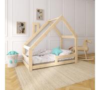 Lit enfant NeedSleep Home avec protection anti-chute 90x180 cm Lit de sol en bois Asymétrique, avec cheminée