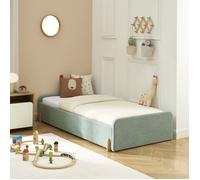 Lit enfant NUI tissu vert 90x190 sommier inclus
