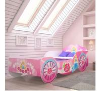 Lit enfant pour filles Voiture Carriage Rose - 80x160 cm + sommier