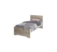 Lit enfant simple en melamine coloris blanc/chene - Longueur 99,2 x Profondeur 206,3 x Hauteur 90 cm --