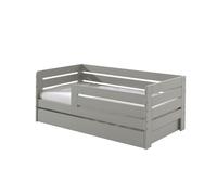 Vipack - Lit junior avec surface de couchage 70 x 140 cm, encadrement avec panneaux horizontaux, tiroir de lit inclus, finition MDF laqué gris clair