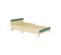 Lit enfant style nordique - sommier à lattes, barrières de sécurité inclus - bois naturel vert