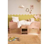 Lit enfant surélevé avec rangements cannage LIGNE POÉSIE rose nude TU