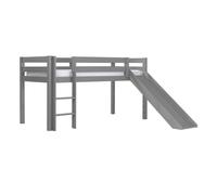 Vipack Lit enfant surélevé Pino 90x200 cm avec toboggan Gris