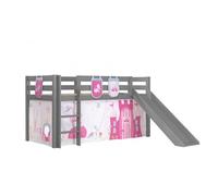 Lit Enfant Surélevé Avec Toboggan Pino 90x200cm Gris Little Princess