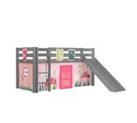 Lit Enfant Surélevé Avec Toboggan Pino 90x200cm Gris spring