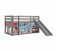Lit Enfant Surélevé Avec Toboggan "Pino Pet Shop" 90x200cm Gris