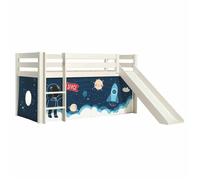 Lit Enfant Surélevé Avec Toboggan "Pino Space Shuttle" 90x200cm Blanc