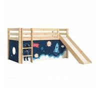 Lit Enfant Surélevé Avec Toboggan "Pino Space Shuttle" 90x200cm Naturel