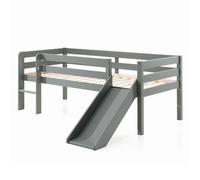 Lit Enfant Surélevé & Toboggan ""Pino"" 90x200cm Gris