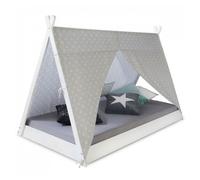 Lit Enfant Tipi Avec Matelas Lit Tente 90x200 Lit Ado Toile Gris Blanc Toiles