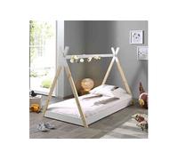 Lit enfant tipi inspiration Montessori en bois blanc 70x140 -