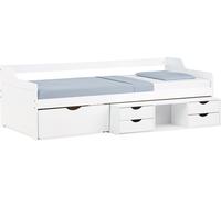 Lit enfant tiroirs blanc 90x200 en bois massif