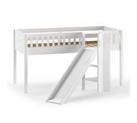 Vipack Lit de jeu Scott 90 x 200 cm – sommier à lattes, toboggan, échelle, pin massif laqué blanc