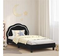 Lit enfant vidaxl 90x200 en mdf matelas sommier tete de lit - cadre a lattes noir Noir