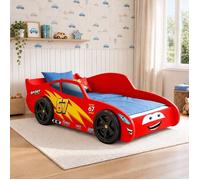 KOBI Lit en Forme de Voiture 160 x 80, Rouge, avec Roues 3D, sans Matelas, Cars