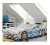 Lit enfant voiture CARS Rouge Interbeds 80x160cm - Lit voiture de course en bois avec sommier pour chambre enfant - Sans matelas
