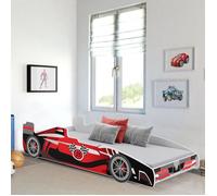 Lit enfant Voiture Formule 1 Rouge 160 x 80cm + sommier + matelas