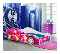 Lit enfant voiture ""ROSE""160x80cm +sommier+matelas