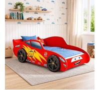 Lit enfant voiture rouge Cars avec roues 3D et sommier à lattes - 70 x 140 cm - avec matelas