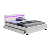 Lit coffre avec led 160 x 200 cm blanc ENFIELD