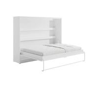 Vente-unique-Lit escamotable 140 x 200 cm - Ouverture Horizontale Manuelle - avec LEDs - Blanc - RAPILI
