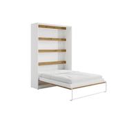 Lit escamotable 140 x 200 cm - Ouverture verticale manuelle - Avec LEDs - Blanc et naturel - RAPILI