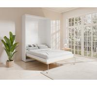Lit escamotable 140 x 200 cm - Ouverture verticale manuelle - Coloris : Naturel et blanc - BEGANIO