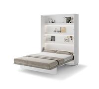 Lit escamotable 140 x 200 cm vertical avec LED ouverture pneumatique - blanc mat - SMART