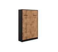 Lit escamotable 140 x 200 cm vertical ouverture à ressort - bois et noir mat - COZY