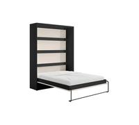 Vente-unique - Lit escamotable 160 x 200 cm - Ouverture Verticale Manuelle - avec LEDs - Noir et Beige - RAPILI
