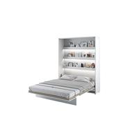 Lit escamotable 160 x 200 cm vertical avec LED ouverture pneumatique - blanc brillant - SMART