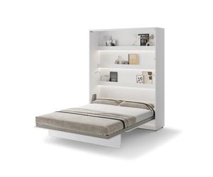 Lit escamotable 160 x 200 cm vertical avec LED ouverture pneumatique - blanc mat - SMART