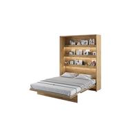 Lit escamotable 160 x 200 cm vertical avec LED ouverture pneumatique - chêne - SMART
