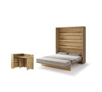 Lit escamotable 2 personnes vertical SMART avec bureau EASY ouverture à droite.