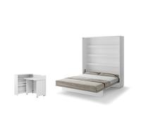 Lit escamotable 2 personnes vertical SMART avec bureau EASY ouverture à droite.