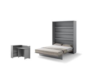 Lit escamotable 2 personnes vertical SMART avec bureau EASY ouverture à droite.