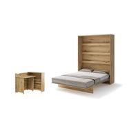 Lit escamotable 2 personnes vertical SMART avec bureau EASY ouverture à gauche.