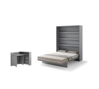 Lit escamotable 2 personnes vertical SMART avec bureau EASY ouverture à gauche.