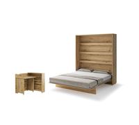 Lit escamotable 2 personnes vertical SMART avec bureau EASY ouverture à gauche.