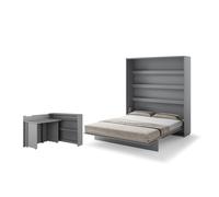 Lit escamotable 2 personnes vertical SMART avec bureau ENJOY ouverture à gauche