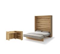 Lit escamotable 2 personnes vertical SMART avec bureau ENJOY ouverture à gauche