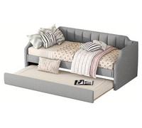 Lit escamotable et canapé-lit – Lit simple compact pour studios, avec structure mobile et matelas moelleux de couleur grise