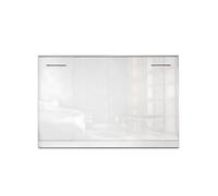 Lit escamotable horizontal 120 x 200 cm ouverture à ressort - blanc brillant / blanc mat - ZEN